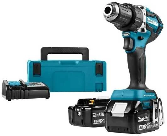 Makita DDF484RTJ Akumuliatorinis gręžtuvas, 18 V, 2x 5,0 Ah Li-ion, 54/36 Nm, 1,6kg, LED, MAKPACK