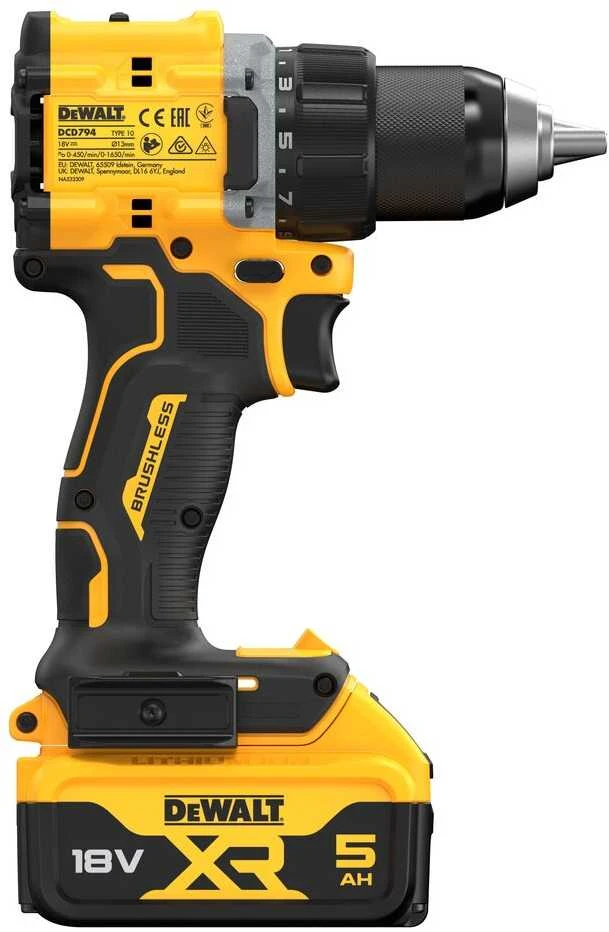 Akumuliatorinis suktuvas-gręžtuvas DeWalt DCD794P2T-QW; 18 V; 2x5,0 Ah akum.