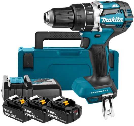akumuliatorinė wiertarko-wkrętarka smūginis 18V, Makita [DHP484RT3J] 3x5,0Ah, LXT