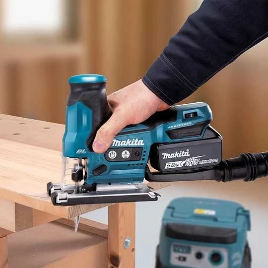 Makita DJV185Z Akumuliatorinis siaurapjūklis 18 V Li-ion, BL-motor, Cilindro formos rankena, Be akumuliatorių ir kroviklio!