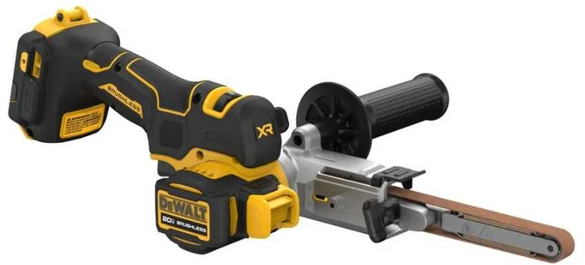 Juostinis šlifuoklis DeWalt DCM200E2T-QW; 18 V; 2x1,7 Ah akum.