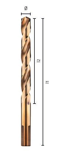 Grąžtas ALPEN 65600019100 spiralinis gręžimo korpusas DIN338RN HSS kobalto rankena KM19 skersmuo 1,0-10,0 mm 19 vnt Sidabrinis