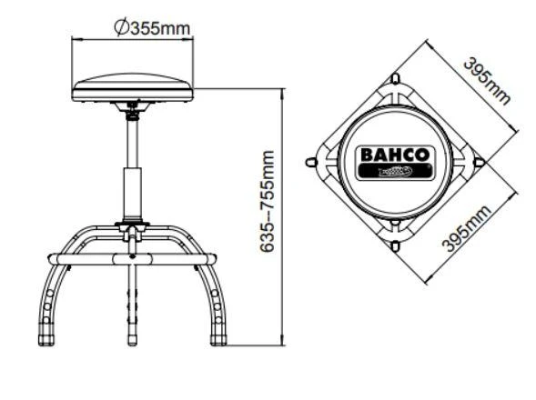 Bahco Reguliuojama darbo kėdė 635-755mm Ø 355mm max 136kg