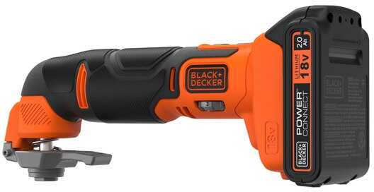 Black & Decker Juodas & Decker belaidis daugiafunkcis įrankis 18V Li-Ion 1x2.0Ah POWER CONNECT Juodas+DECKER [BDCOS18D1K-QW] + 20 priedų,