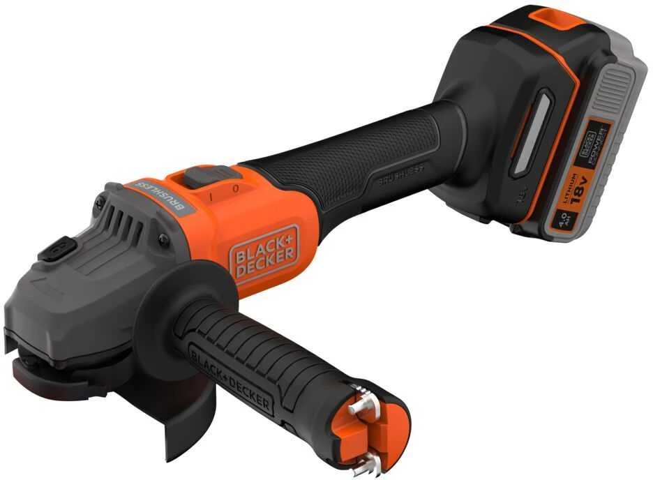 Black & Decker Juodas & Decker akumuliatorinė kampinis šlifuoklis 115mm, POWERCONNECT 18V, 4,0Ah, Juodas & Decker [BCG6L8F1S-QW]