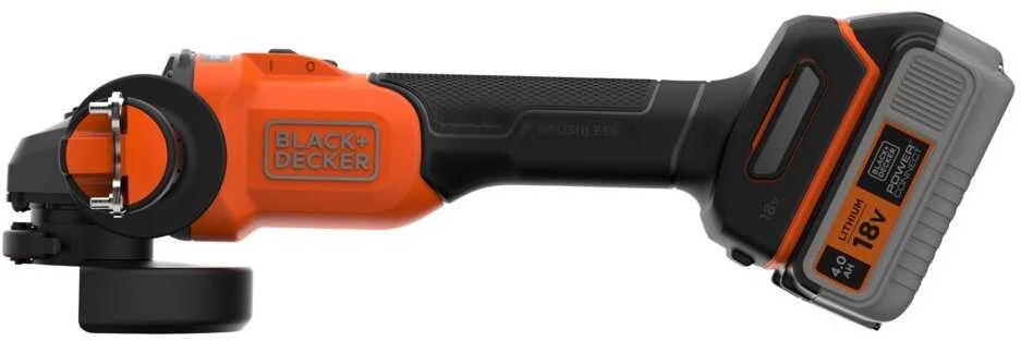 Black & Decker Juodas & Decker akumuliatorinė kampinis šlifuoklis 115mm, POWERCONNECT 18V, 4,0Ah, Juodas & Decker [BCG6L8F1S-QW]