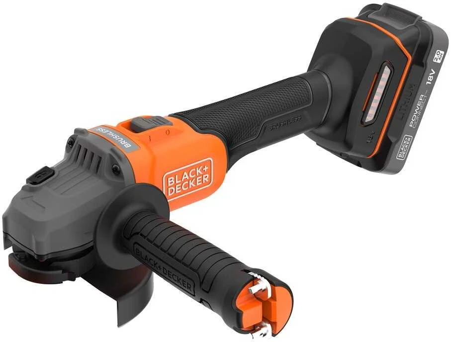 Black & Decker kampinis šlifuoklis 115mm, 18V, 2x2,0Ah, Juodas & Decker [BCG6L8D2S-QW]