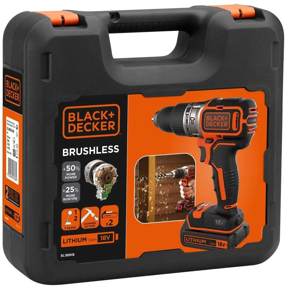 Smūginis  Black & Decker Blac Akkuschlagbohrschr. BL188KB 18V