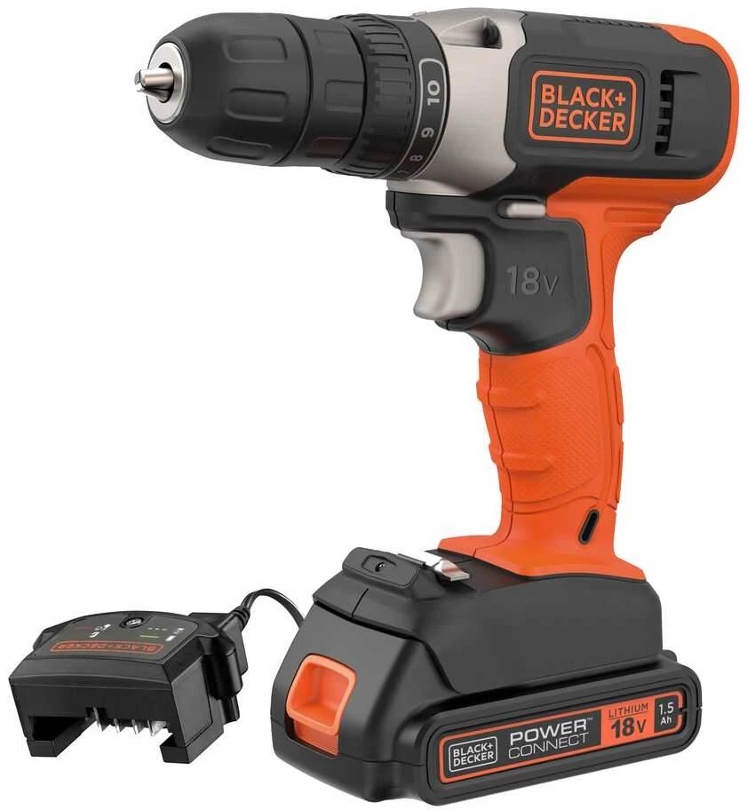 Black & Decker Akumuliatorinis gręžtuvas-suktuvas BCD001C1-QW, 18V, 1x1,5 Ah
