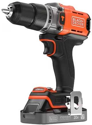 Black & Decker „Juodas & Decker“ Juodas ir DECKER 18 V Smūginis grąžtuvas (su 2 x 18 V 2,0 Ah baterijomis su įkrovos indikatoriumi, 1 A įkrovikliu ir 80 priedų) | BCD383D2XKA-QW | 2,0 Ah