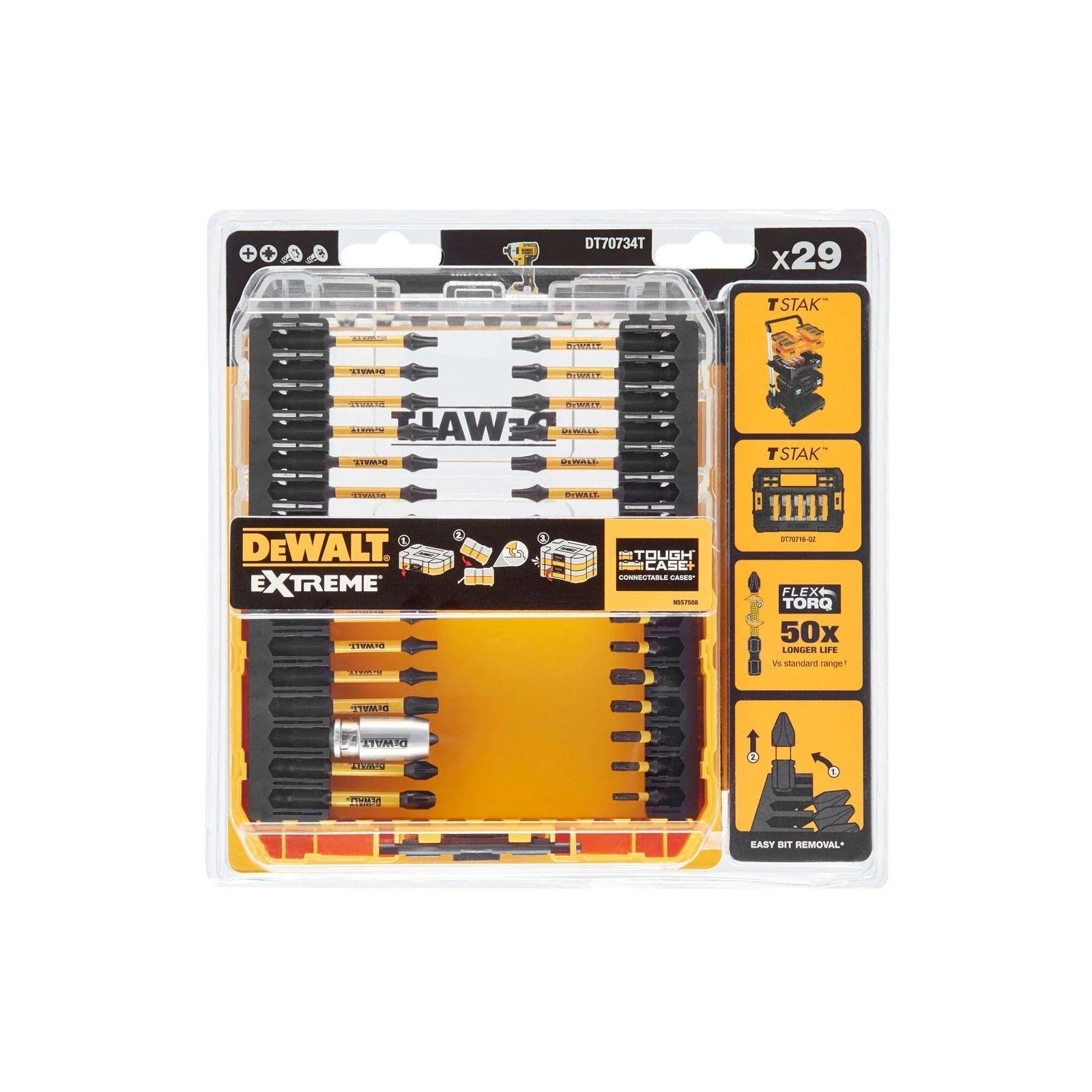 Sukimo antgalių rinkinys DeWalt DT70734T; 29 vnt.