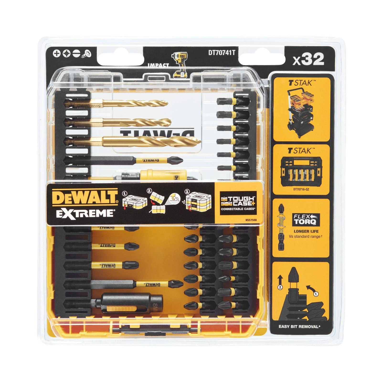 Grąžtų ir sukimo antgalių komplektas DeWalt DT70741T-QZ; 32 vnt.
