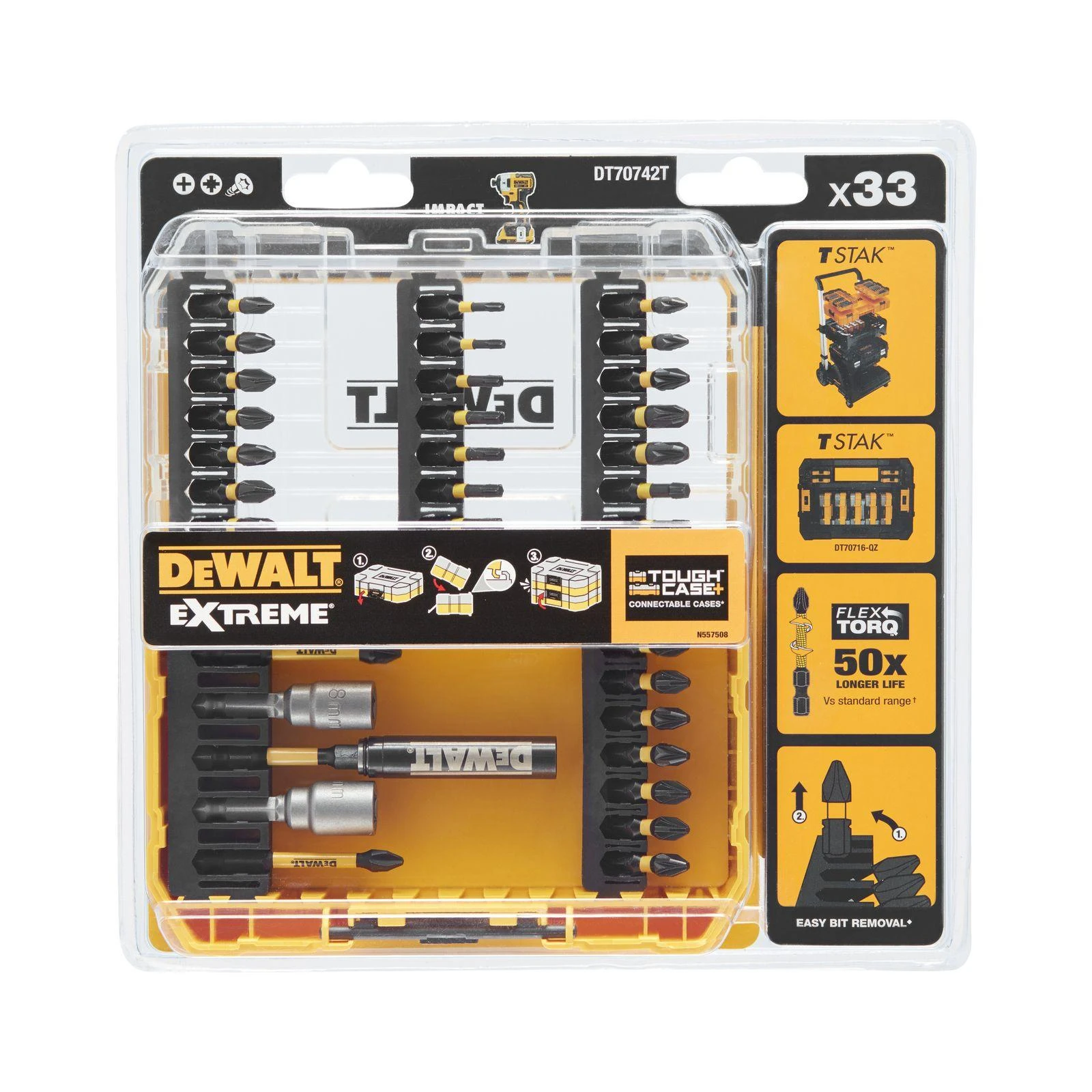 Sukimo antgalių rinkinys DeWalt DT70742T-QZ; 33 vnt.