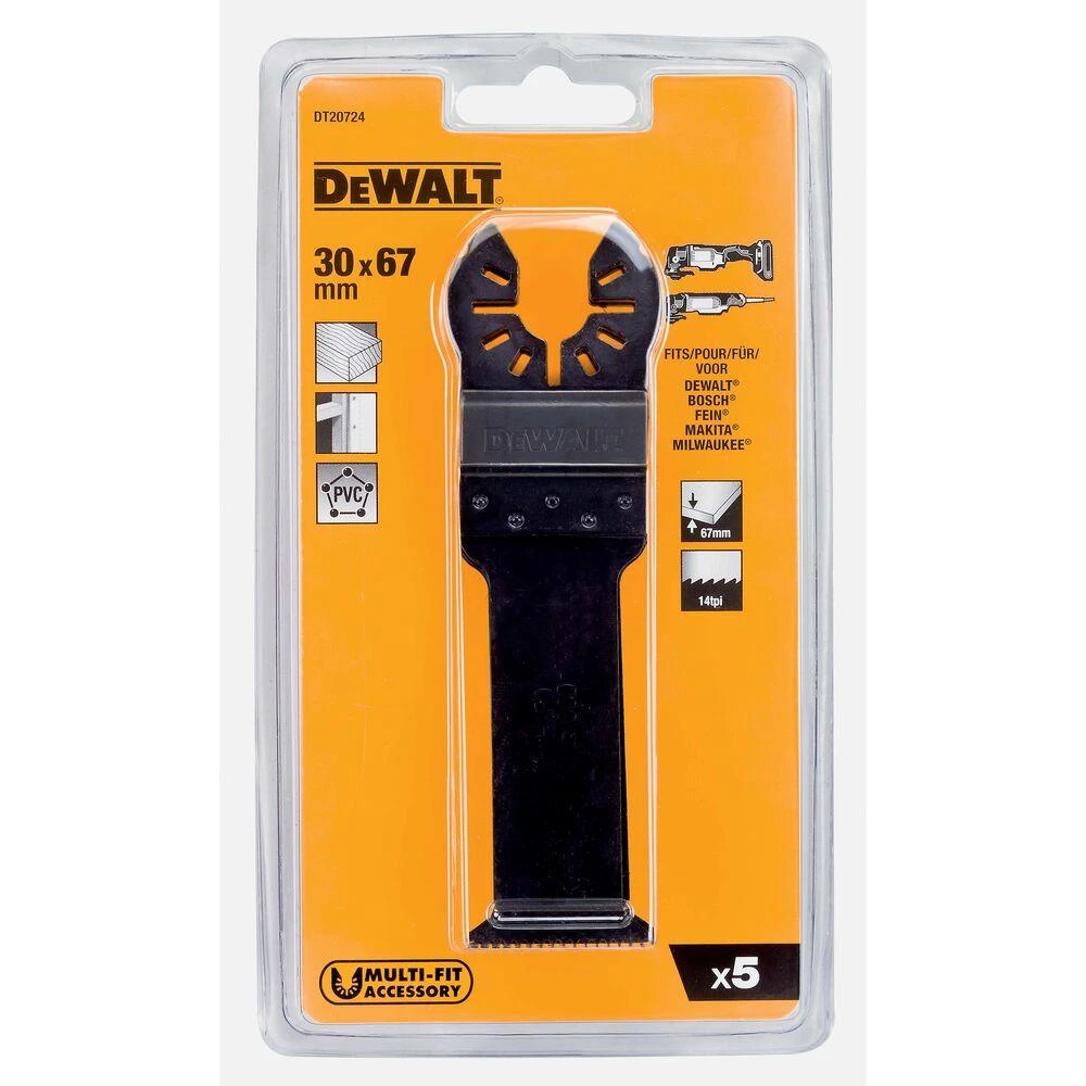 DEWALT BLADE 30x67mm 5vnt. DAUGIAU PASKIRTIES ĮRANKIUI, MEDIENAI / PVC