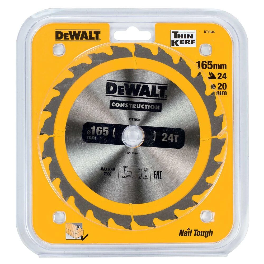 DEWALT PIŁA TARCZ.165x20mmx24z