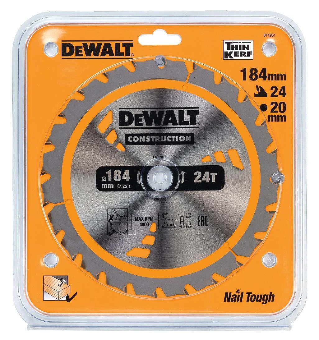 Pjovimo diskas DeWalt DT1951-QZ; 184x20 mm; Z24