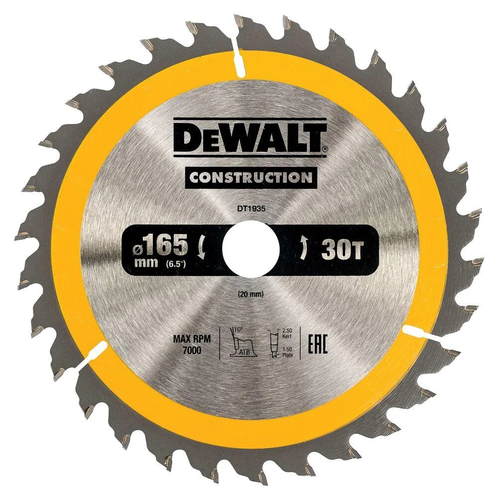 Pjovimo diskas DeWalt DT1935-QZ; 165x20 mm; Z30