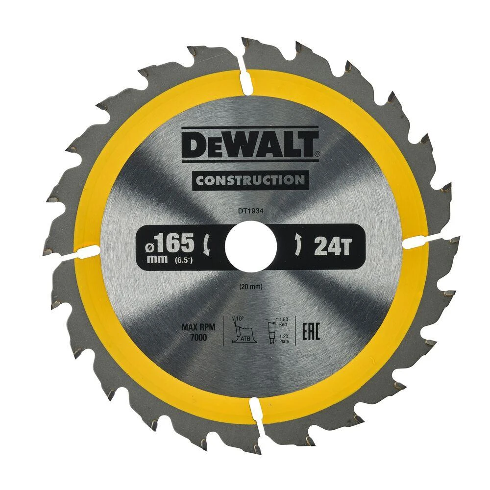 DEWALT PIŁA TARCZ.165x20mmx24z