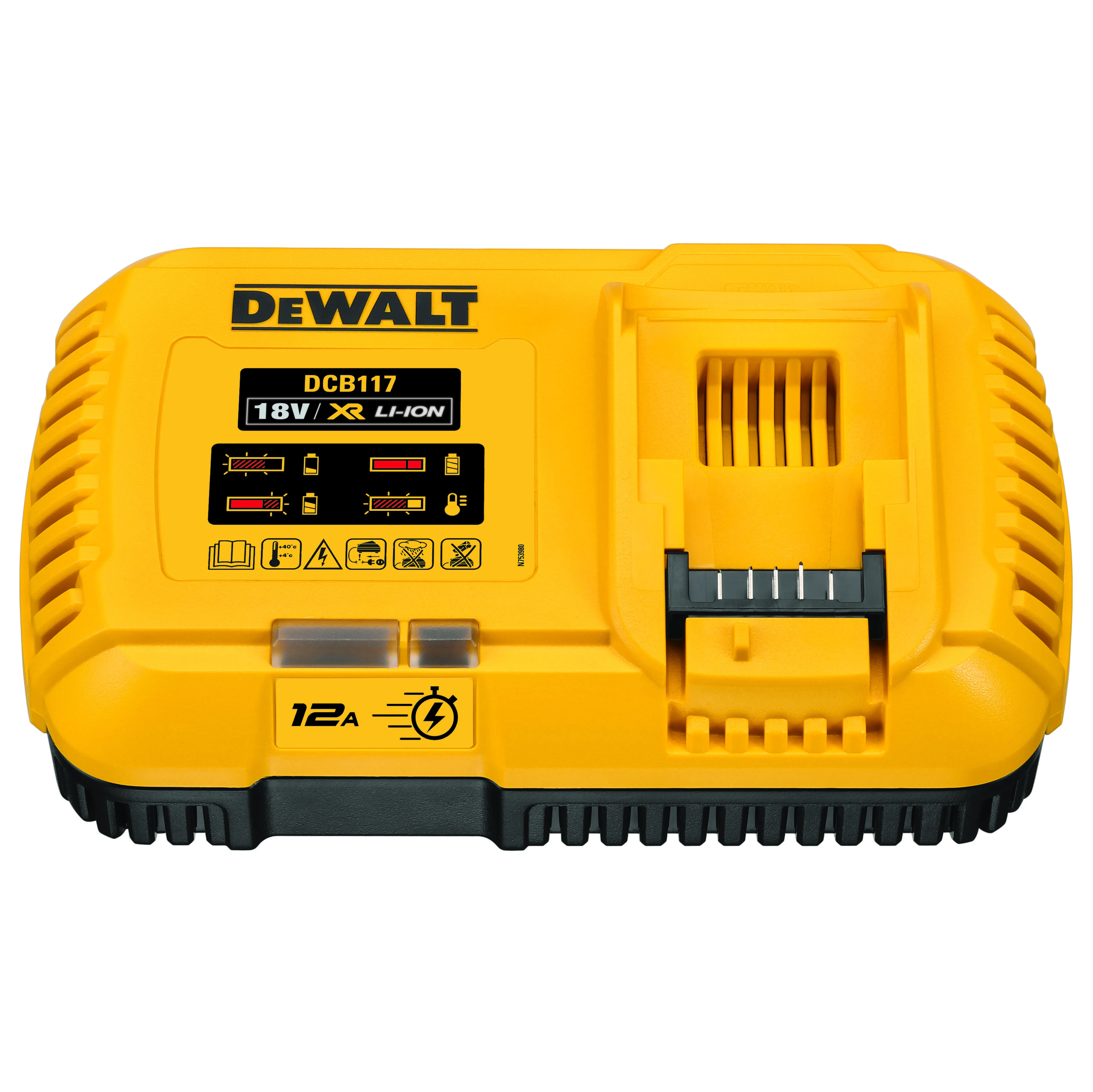 DeWalt DCB117 įkroviklis su 12A krovimo piktograma