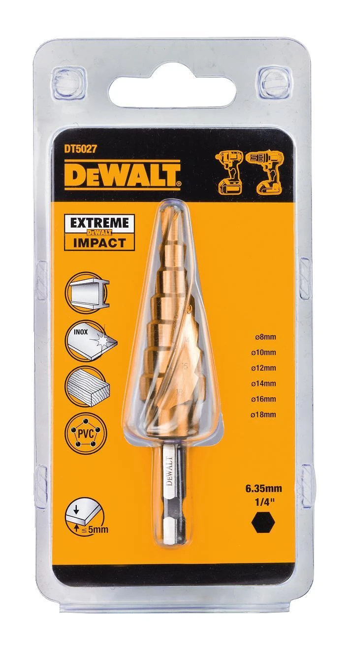 Pakopinis grąžtas Dewalt DT5027-QZ; 6-18 mm