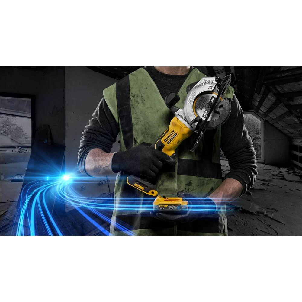 DeWalt diskinis pjūklas su POWERSTACK akumuliatoriumi