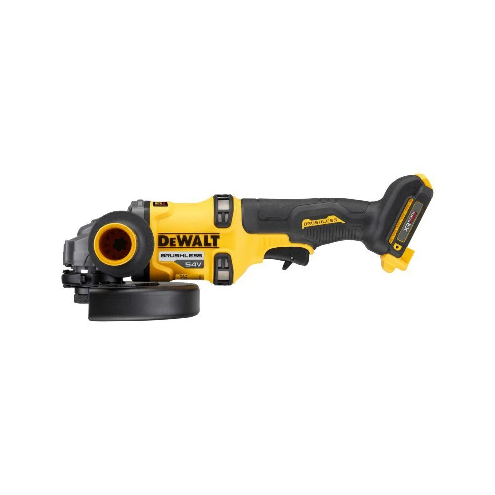 DeWalt 54V kampinis šlifuoklis, šoninis vaizdas