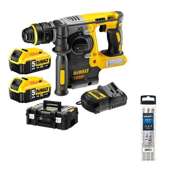 DEWALT SDS-PLUS GRĘŽIMO KJŪKAS 18V 2.1J 2 x 5.0Ah XR LI-ION BE šepetėlių + LAIKIKLIS DCH274P2T