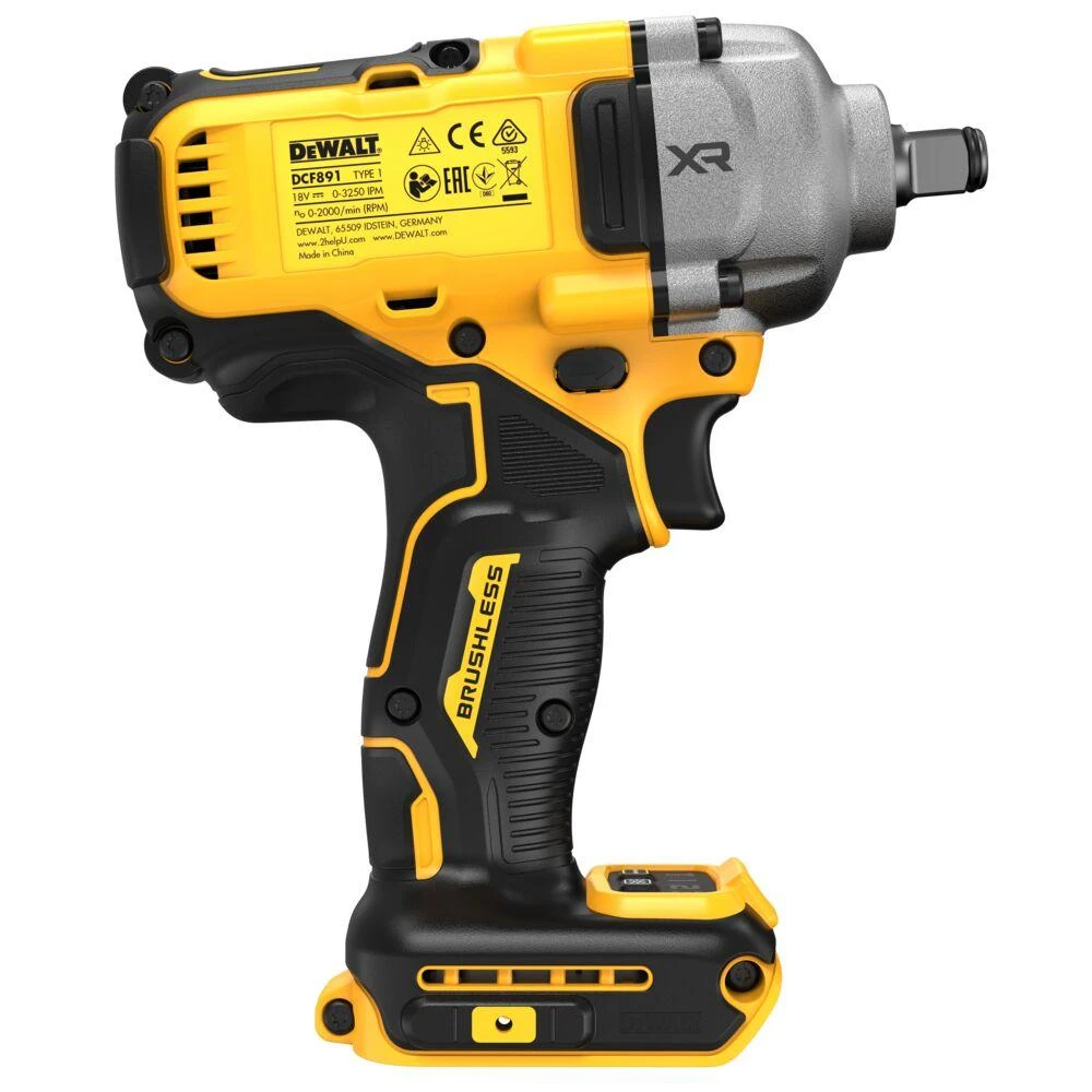 Dewalt DCF891N smūginis veržliasukis, šoninis vaizdas