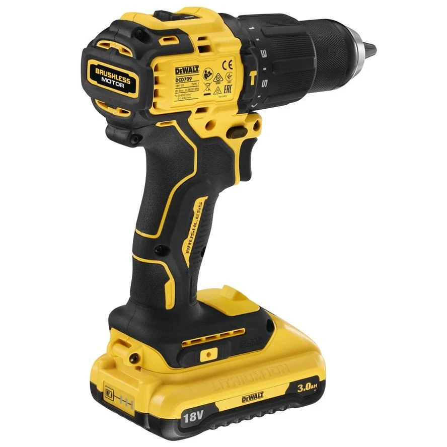 Suktuvas-gręžtuvas DeWalt DCD709L2T-QW; 18 V; 2x3,0 Ah akum.