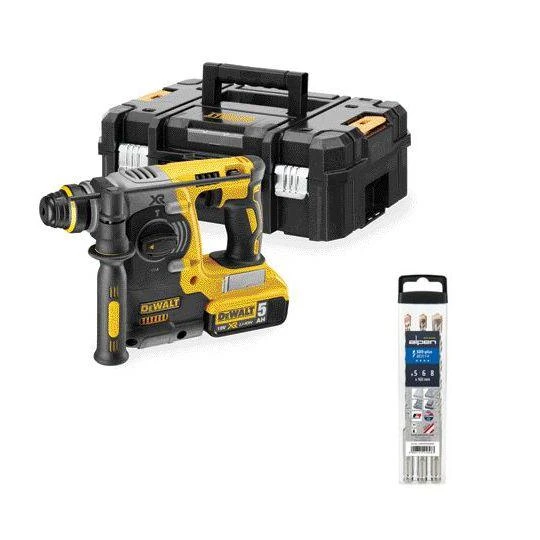 DEWALT akumuliatorinis perforatorius DCH273P2T SDS-PLUS, 18V, 2.1J, 2 x 5.0Ah, TSTAK