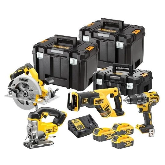DeWalt 18V įrankių komplektas su dėžėmis ir akumuliatoriais
