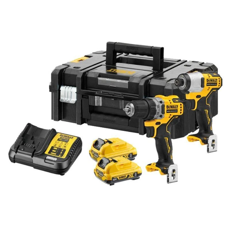 Įrankių rinkinys DeWalt DCK2110L2T-QW (DCD701 + DCF801); 12 V; 2x3,0 Ah akum.
