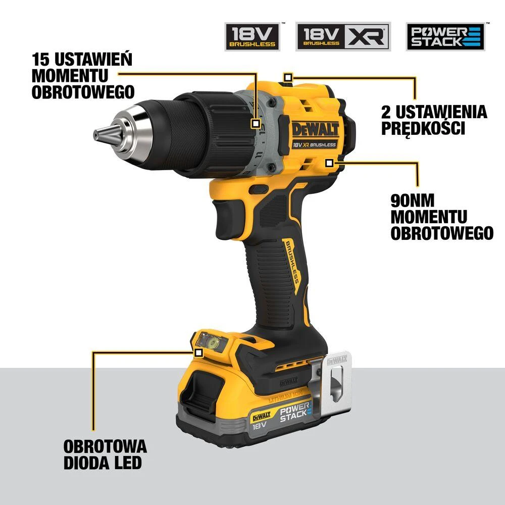 Dewalt DCD800 suktuvas su techninių specifikacijų aprašymu