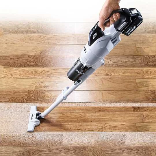 Makita DCL286FZW Akumuliatorinis dulkių siurblys, LXT, 18V, bešepetėlinis variklis, su cikloniniu priedu, baltos spalvos 100W. Be akumuliatoriaus ir kroviklio.