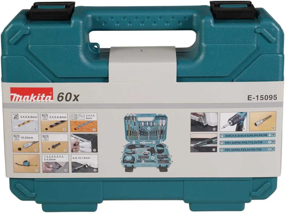 Makita E-15095 SUKIMO ANTGALIŲ KOMPLEKTAS 60 VNT.