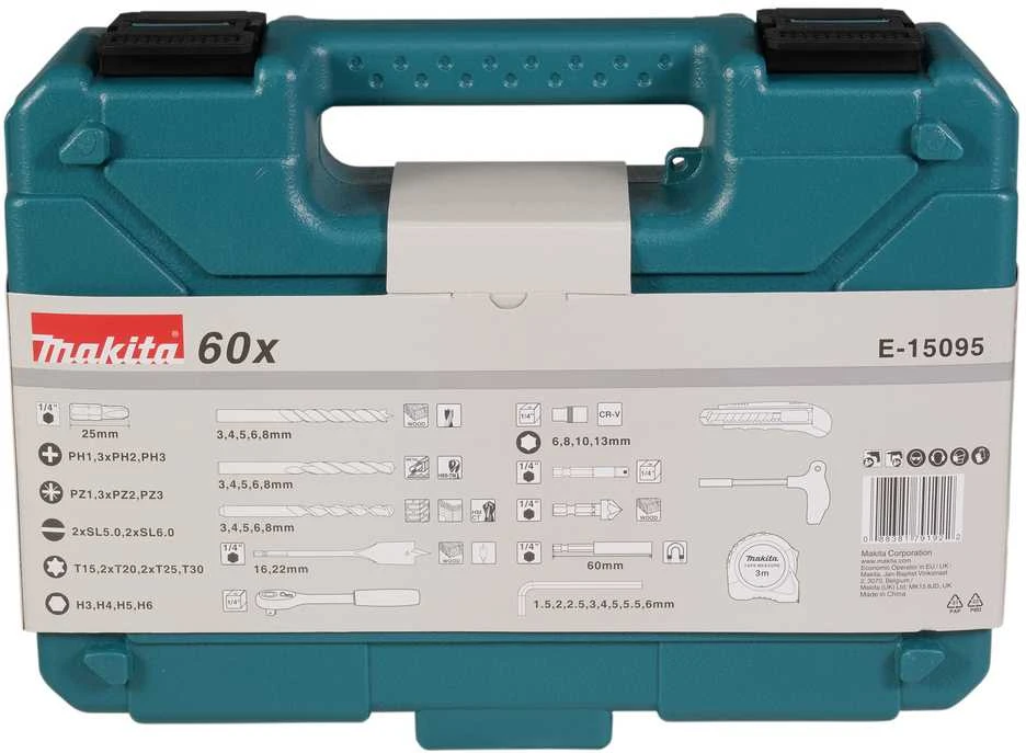 Makita E-15095 SUKIMO ANTGALIŲ KOMPLEKTAS 60 VNT.