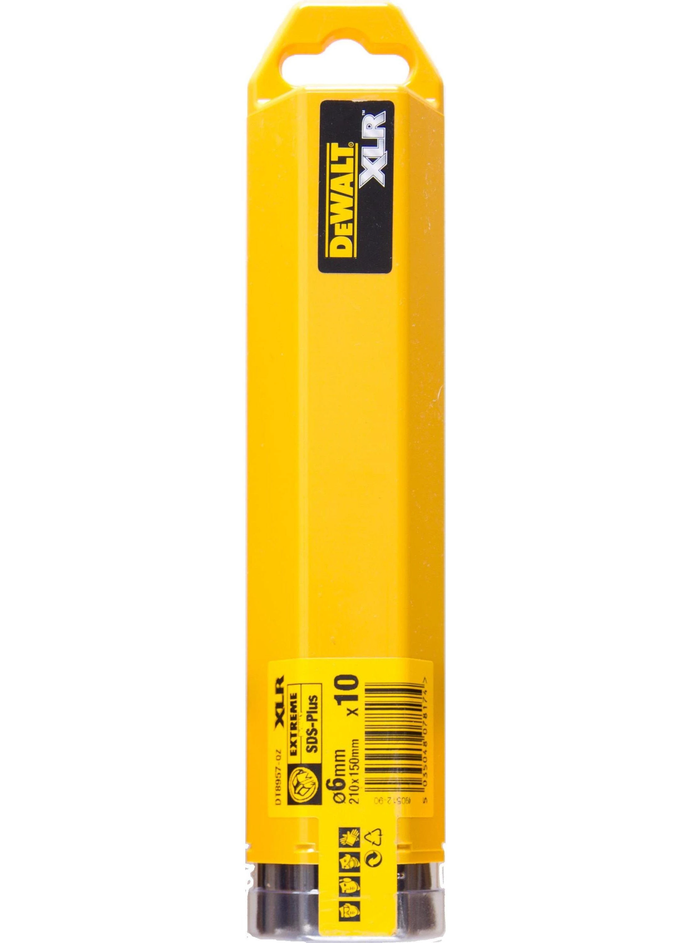 Grąžtas rinkinyje 10 vnt. SDS+ gelžbetonio Widia grąžtai su 4 XLR pjovimo briaunomis, 6-210/150 DeWalt [DT8957-QZ]