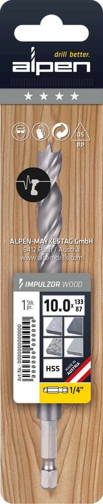 medienos grąžtas 3,0 mm, 1/4 colio tvirtinimas, IMPULZOR ALPEN [0057500300100]