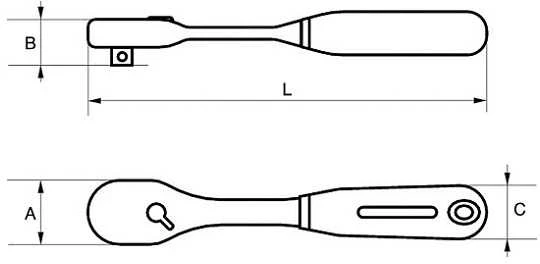 Terkšlė 1/2" 60 dantų 6 laipsnių pasukimo kampas, 250mm Bahco