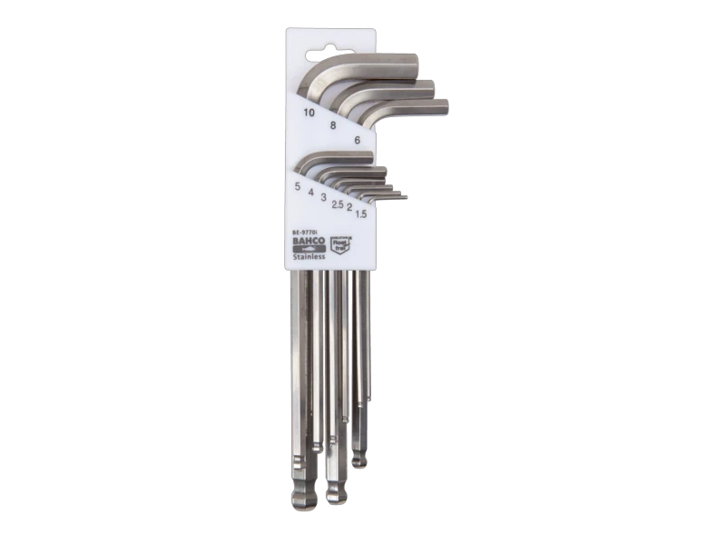 Bahco Inox ofsetinių ilgų apvalių ir šešiakampių raktų rinkinys 1,5-10mm 9 vnt
