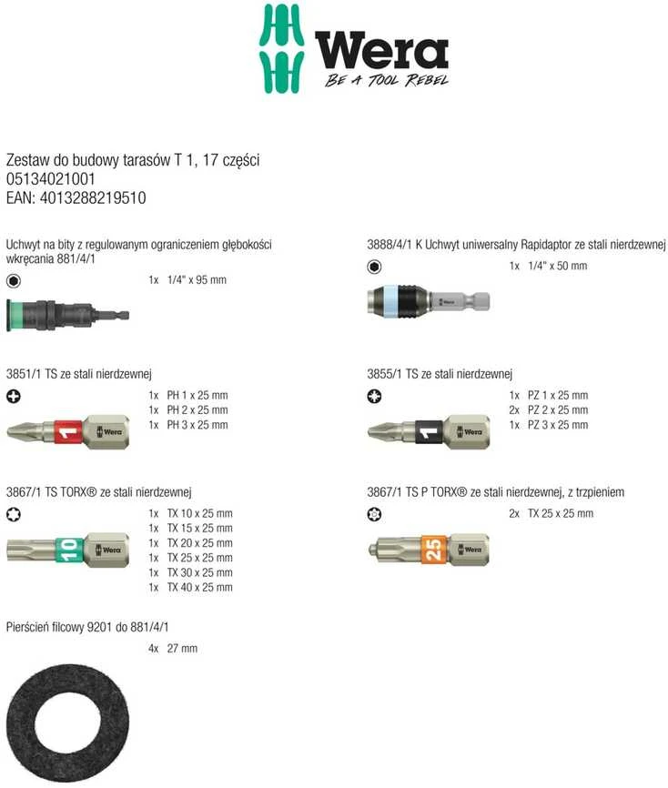 WERA paklotų statybinis komplektas T1