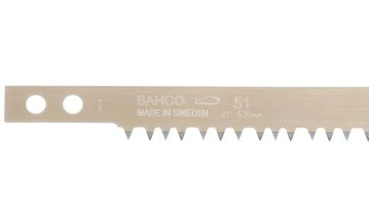 Bahco pjūklo geležtė su dantų profiliu ir tvirtinimo skylėmis