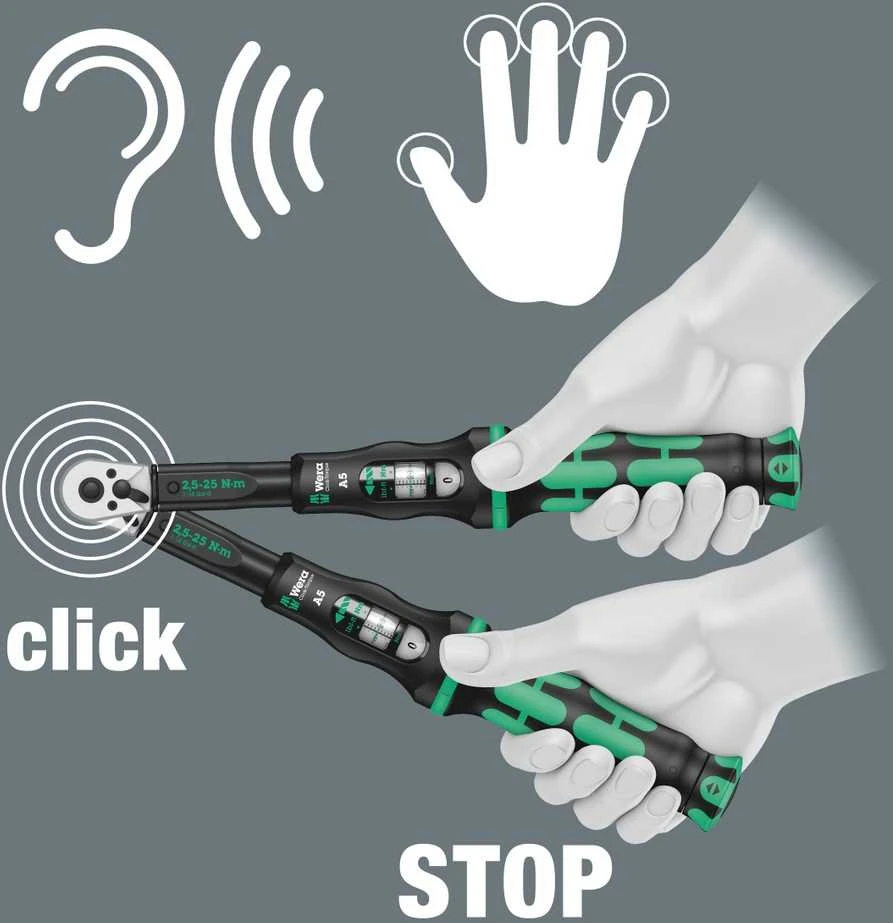 Wera Click-Torque C 3 sukimo momento raktas su grįžtamuoju terkšle, 1/2", 40–200 Nm