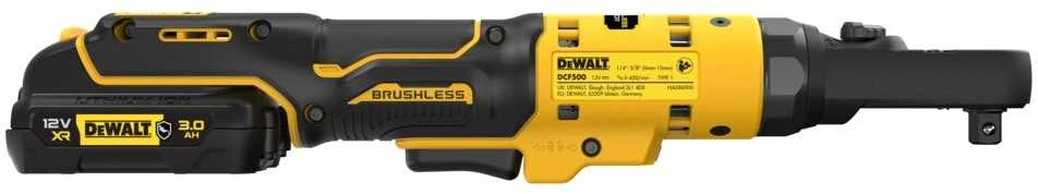 Akumuliatorinė terkšlė DeWalt DCF500L2G-QW; 12 V; 1/4''-3/8''; 75 Nm; 2x3,0 Ah akum.