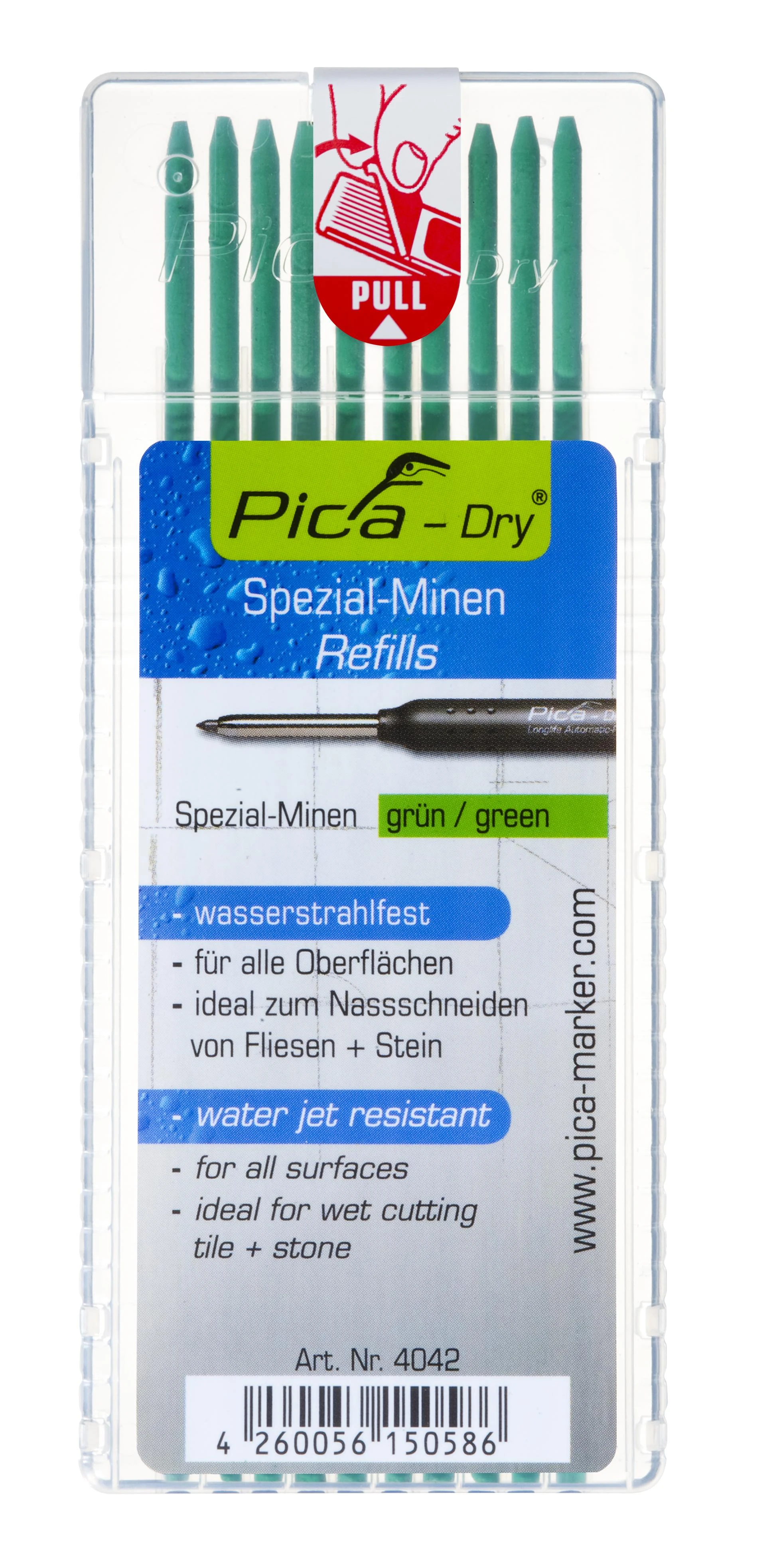 Grafitinės šerdys PICA 4042 žalios 2,8mm, 10vnt.