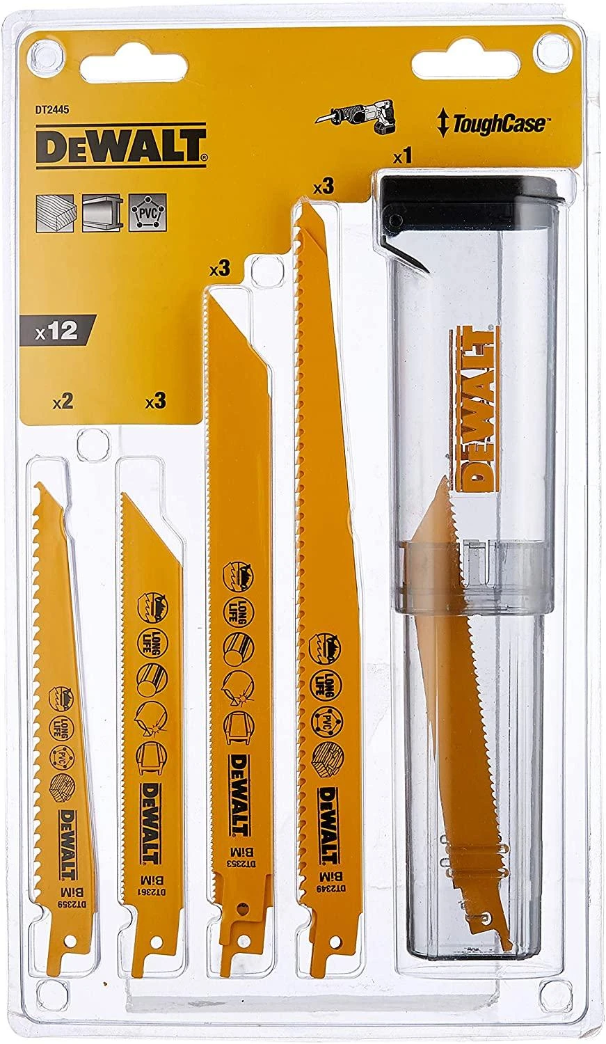DeWalt pjūklelių rinkinys plastikiniame dėkle