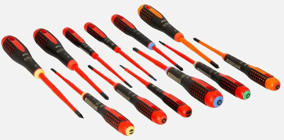 Bahco XXL Izoliuotų atsuktuvų rinkinys ERGO™ 12 vnt - PZ1/2; PH1/2; SL2,5/3,0/3,5/4,0/5,5; Combi PH1/SL5, PH2/SL6; T10 - 1000V VDE