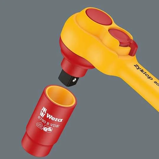 Terkšlės, galvų ir priedų rinkinys 1000V Wera VDE Zyklop, 3/8" tvirtinimas