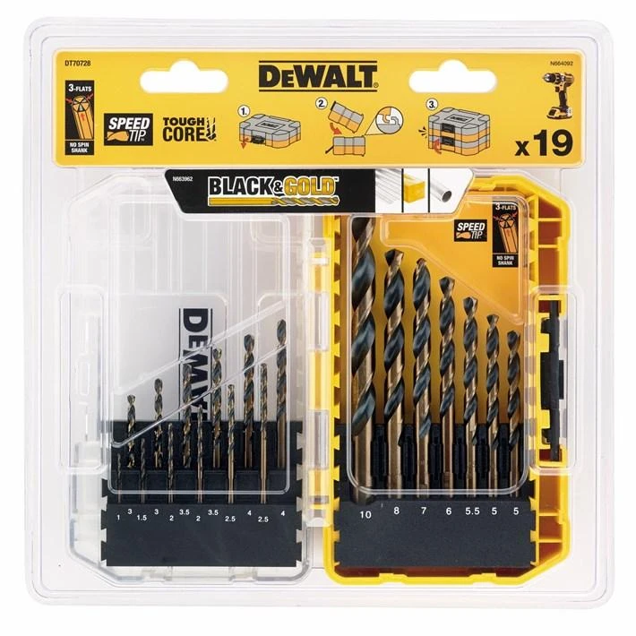 Grąžtas Grąžtų rinkinys DeWalt DT70728-QZ; 1-10 mm; 19 vnt.