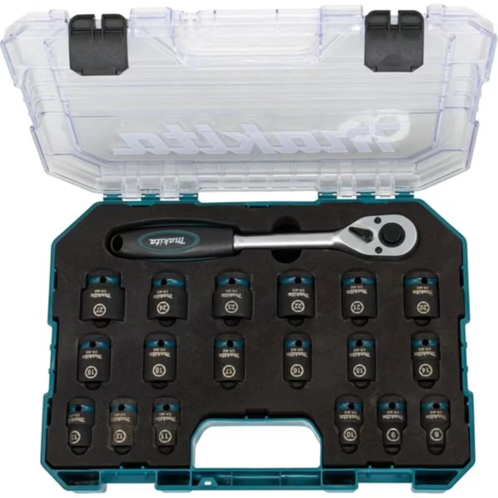 Makita IMPACT Juodas 1/2" smūginių sukimo galvų rinkinys, 19 vnt. E-30069